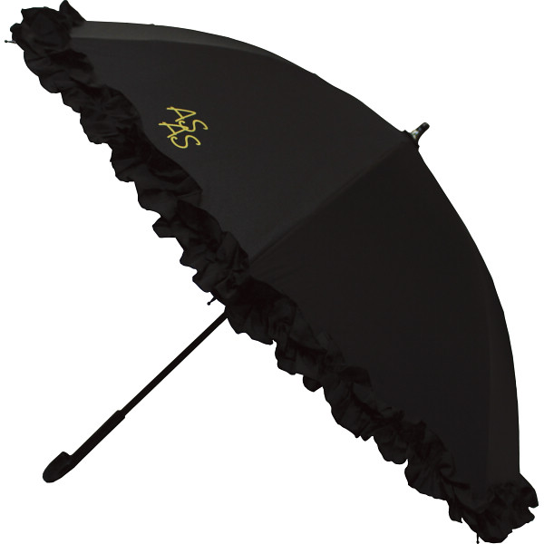 アズアズ　晴雨兼用パラソル　ブラック／フリル部分ブラック