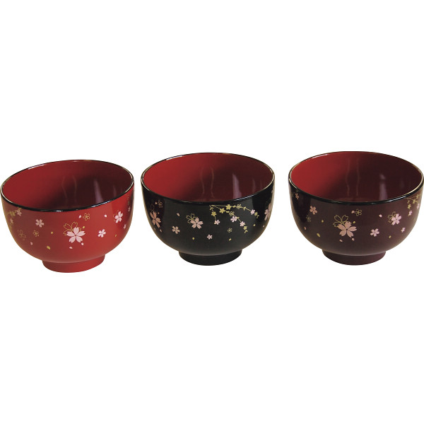 レンジ・食洗機対応山中塗汁椀揃え　しだれ桜