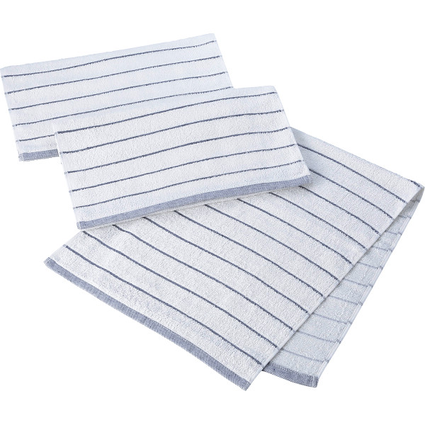 ナチュラルフェイス　ボーダーフェイスタオル３枚セット　グレー