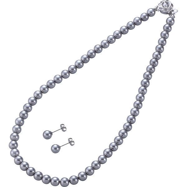 ネックレス・ピアスセット　グレー