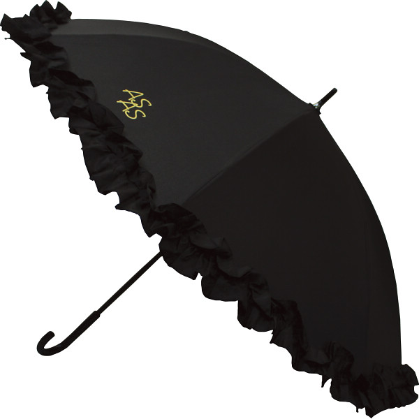 アズアズ　晴雨兼用パラソル　ブラック／フリル部分ブラック