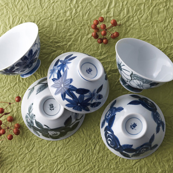 波佐見焼　花絵変り　茶漬揃