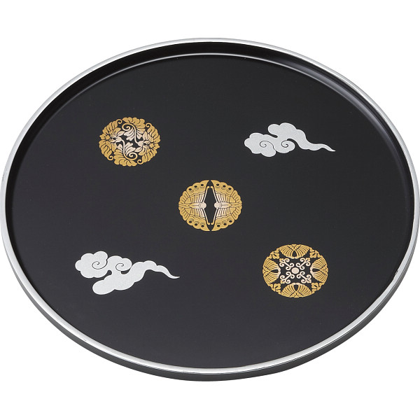 山中塗　和紋様　丸盆