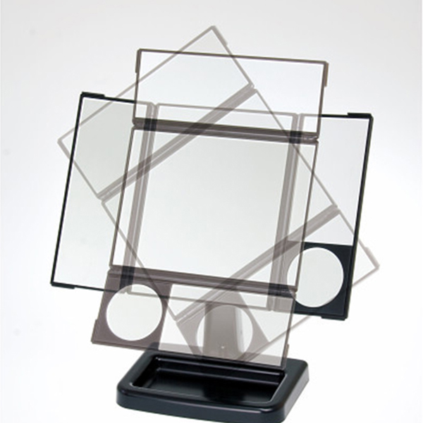 回転三面スタンドミラー　ブラック