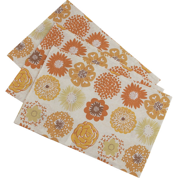 ピロケース３枚セット（フラワードット）　オレンジ