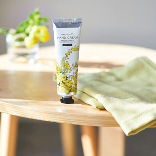 ミアミモザ　ハンドクリーム＆ＯＣＳ認証オーガニックガーゼフェイスタオルセット