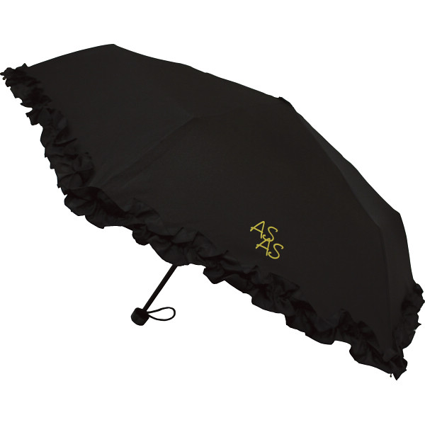 アズアズ　晴雨兼用丸ミニ傘　　ブラック／フリル部分ブラック