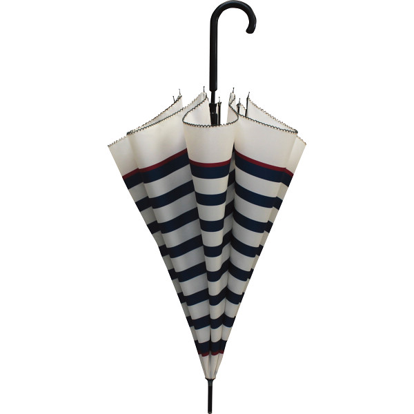 シンプルトゥディ　ジャンプ長傘　ボーダー柄　ネイビー