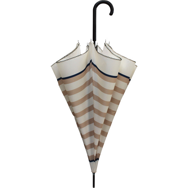 シンプルトゥディ　ジャンプ長傘　ボーダー柄　ベージュ