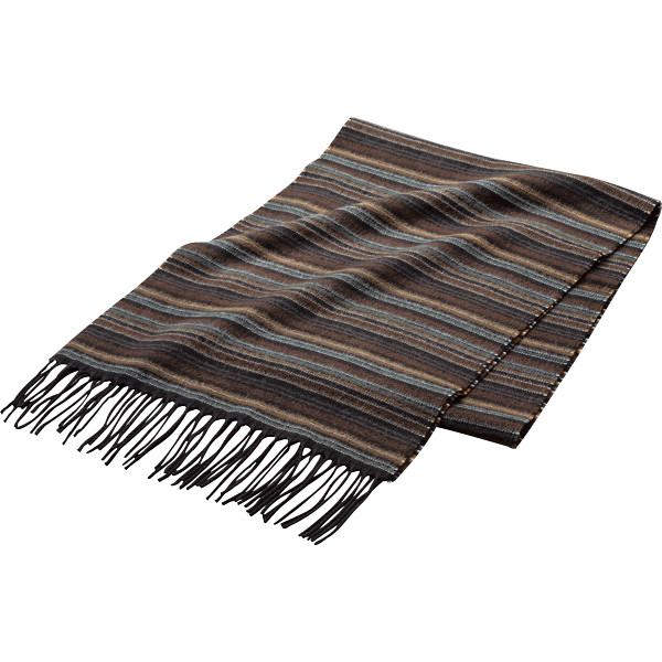 エドマイスター　ボーダー柄マフラー　茶