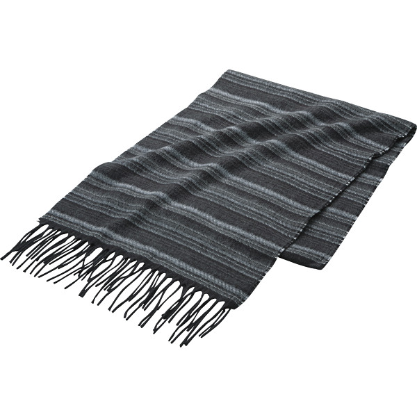 エドマイスター　ボーダー柄マフラー　黒