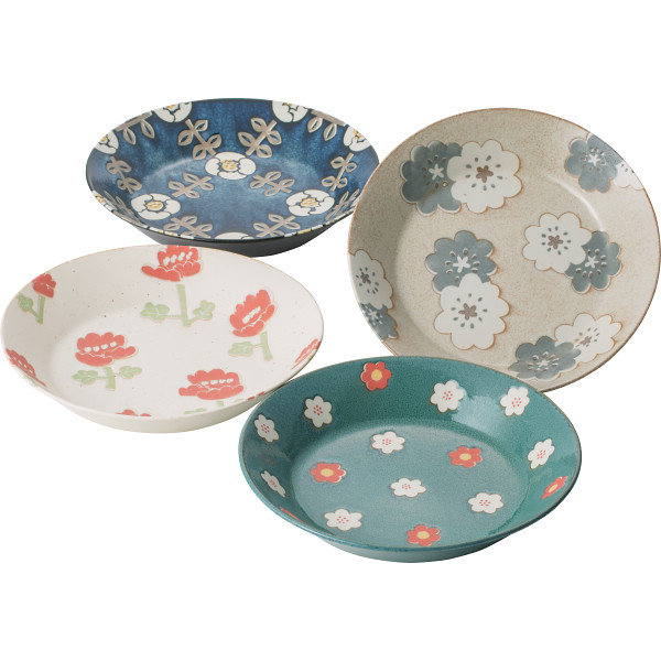 ノルディックフラワー　パスタ皿４枚揃