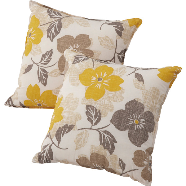 トスクッション２個セット（北欧モダン）　イエロー