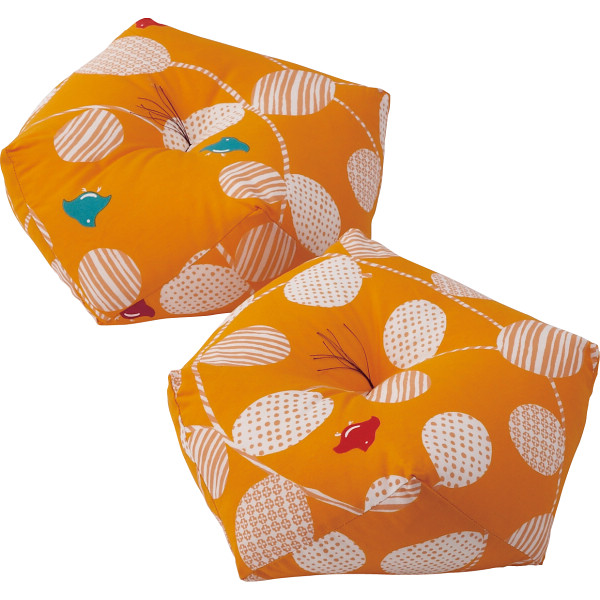 お手玉型小座布団２枚セット（ちどり）　オレンジ