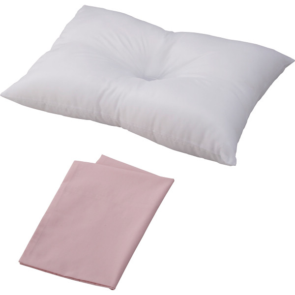 洗える枕＆カバーセット（無地カラー）　ピンク