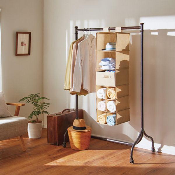 吊り下げ収納ラック９段　ベージュ