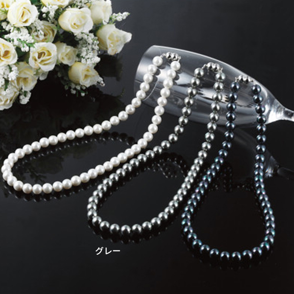 貝パールマグネットネックレス　グレー