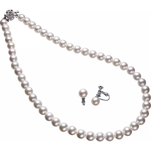 ヴィクトリアンローズ　貝パールネックレス＆イヤリング　ホワイト