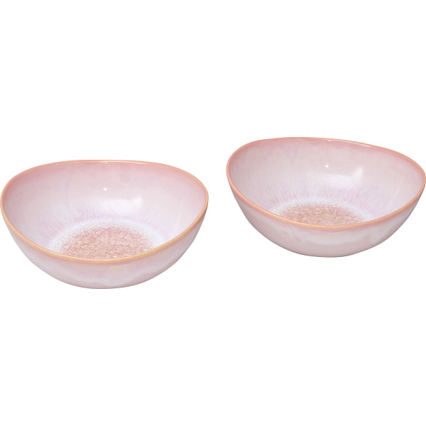 萩焼　ガラス釉　ペア鉢　モモイロ