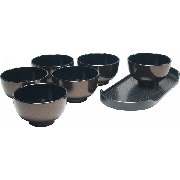 ラメ塗　汁椀６客揃（盆付）