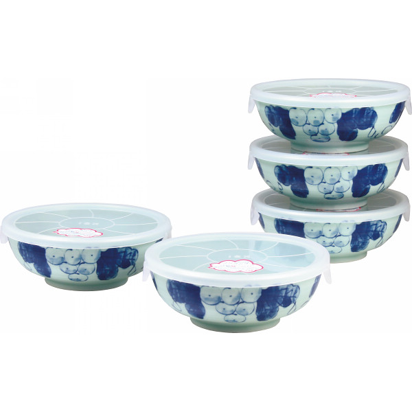 波佐見焼　花ぶどう　ノンラップ小鉢５客揃