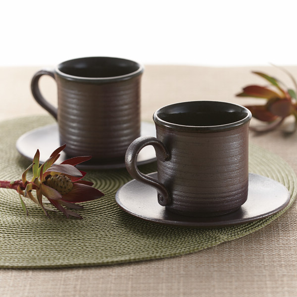 萬古焼　千段　ペア珈琲碗皿