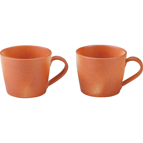 信楽焼　緋色ペアマグカップ