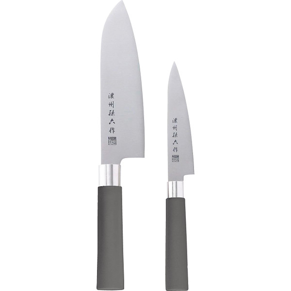 濃州孫六作　料理包丁２本セット（和式黒柄）