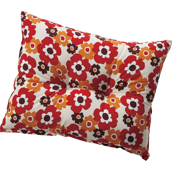 ダイニングチェア用背当てクッション（リトルフフラ柄）　レッド
