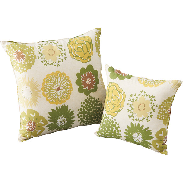 大小クッションセット（フラワードット）　グリーン