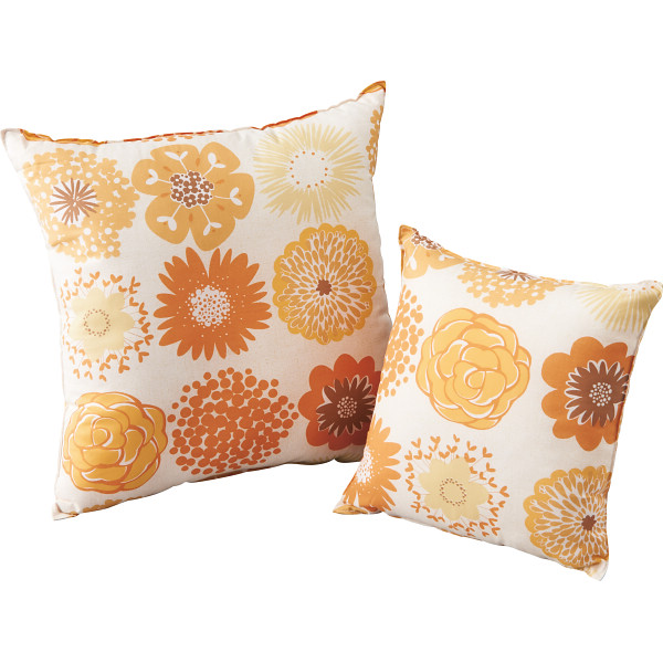 大小クッションセット（フラワードット）　オレンジ