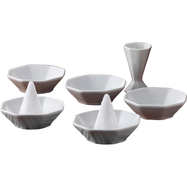 福招き八角盛り塩揃え５枚組