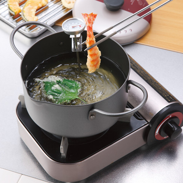 フタ付き揚げもの鍋（１６ｃｍ）　温度計付