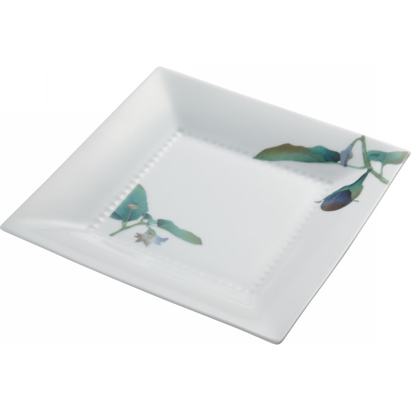 ノリタケ　京香旬彩　スクエアプレート　加茂茄子