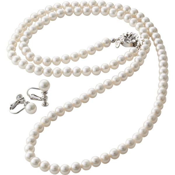 ドゥーナイスクラップ　泉州産貝パール２点セット（ロングタイプ）　ホワイト