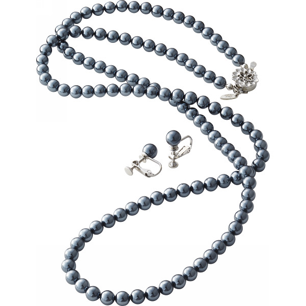 ドゥーナイスクラップ　泉州産貝パール２点セット（ロングタイプ）　ダークグレー