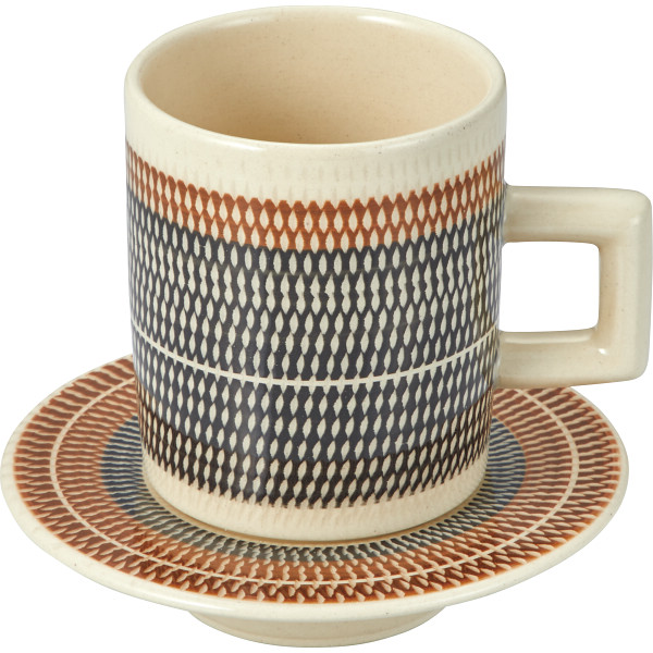 祥風窯　曽根洋司作　カンナ　珈琲碗皿　ブラウン