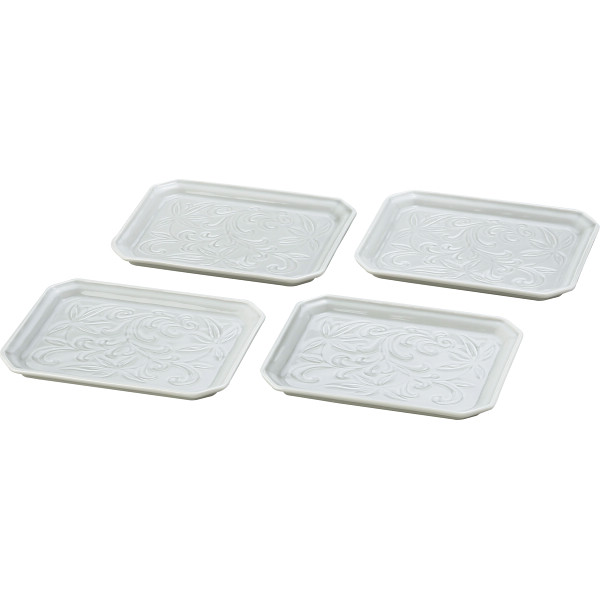 瀬戸焼　彫唐草角銘々皿４枚セット