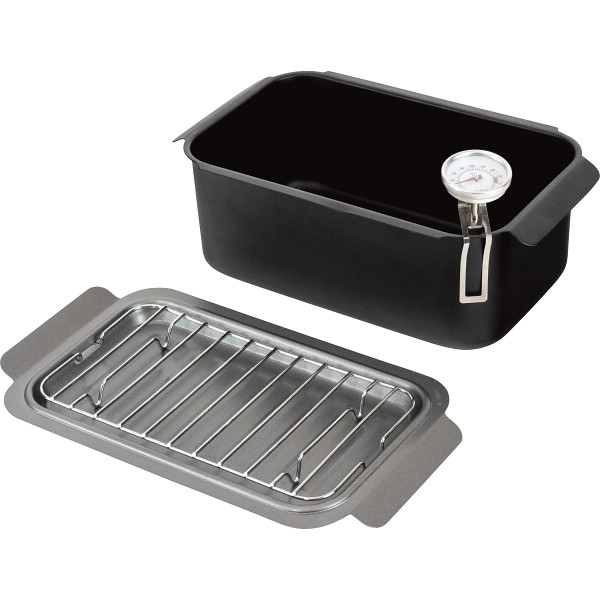 ポコフリット　ＩＨ対応角型揚げ鍋（温度計・アミ付）