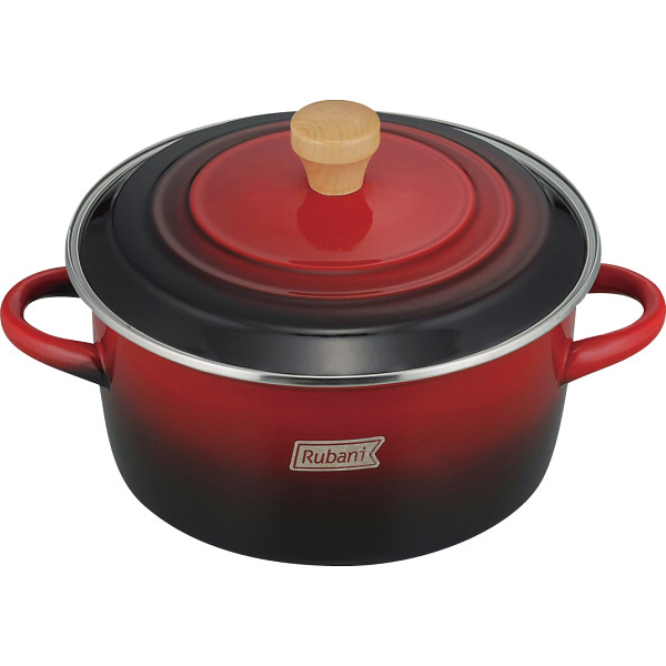 ルバーニ　ホーロー両手鍋（２２ｃｍ）　レッド