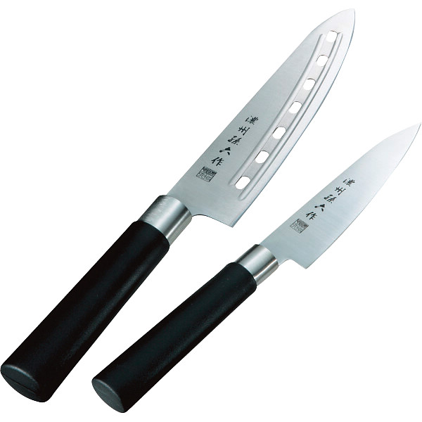濃州孫六作　料理包丁２本セット（和式丸柄）
