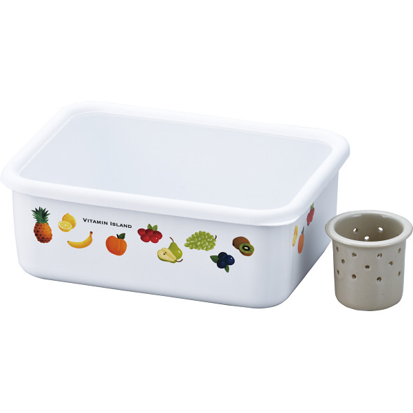 ビタミンアイランド　ホーロー保存容器（水抜容器付）