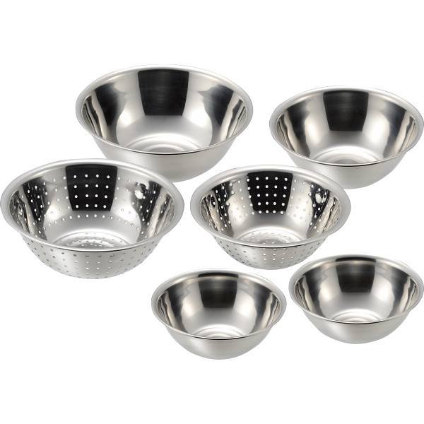 プロンジュⅢ　ステンレスボウル＆パンチングざる６点セット