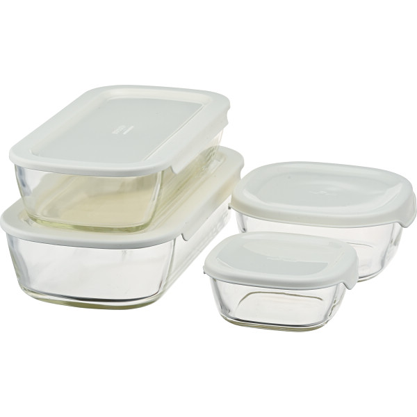 ハリオ　スタッキング耐熱ガラス製コンテナ４個セット