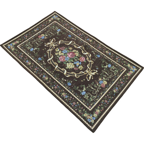 シェニール織玄関マット　ブラウン