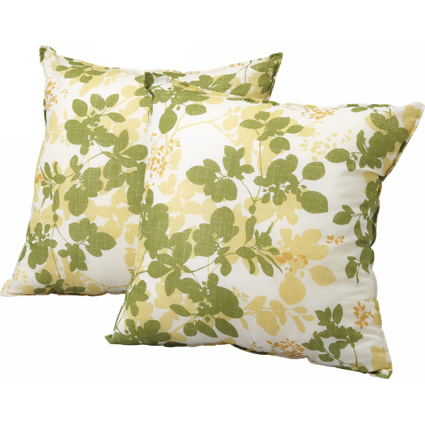 クッション２個セット（リーフ）　グリーン