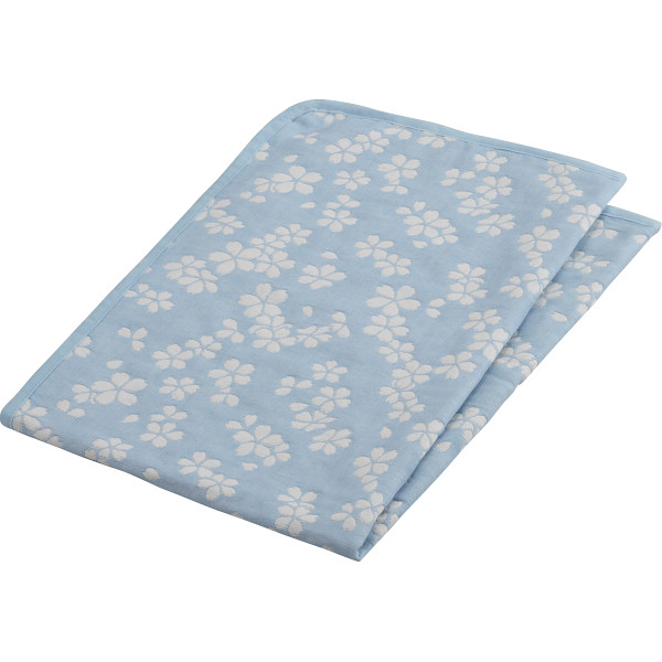 大阪泉州産　ジャカード織多重ガーゼひざ掛け　ブルー