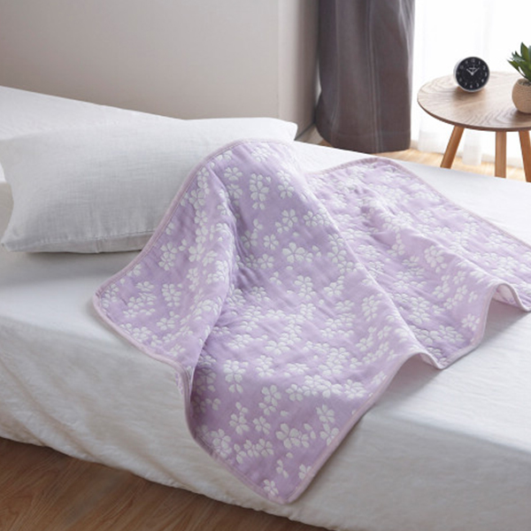 大阪泉州産　ジャカード織多重ガーゼひざ掛け　パープル
