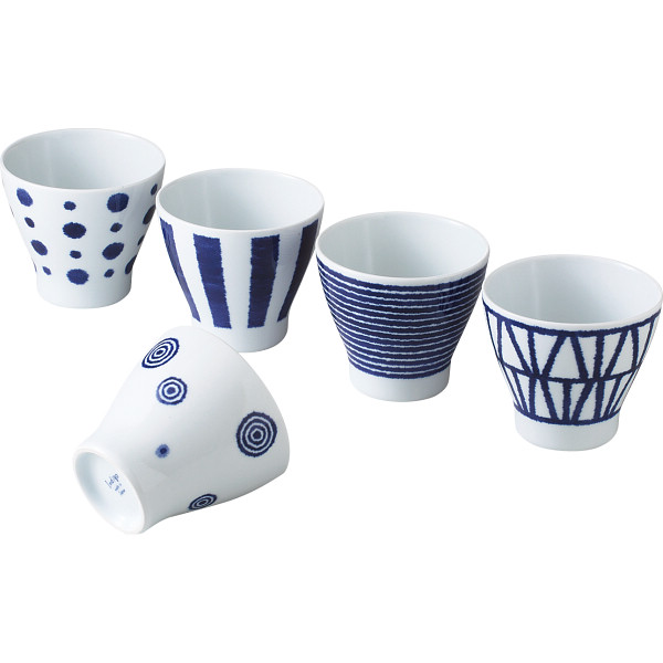 波佐見焼　藍玉カップ揃