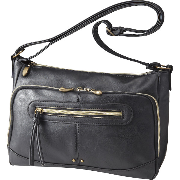 軽量合皮ショルダーバッグ　ブラック